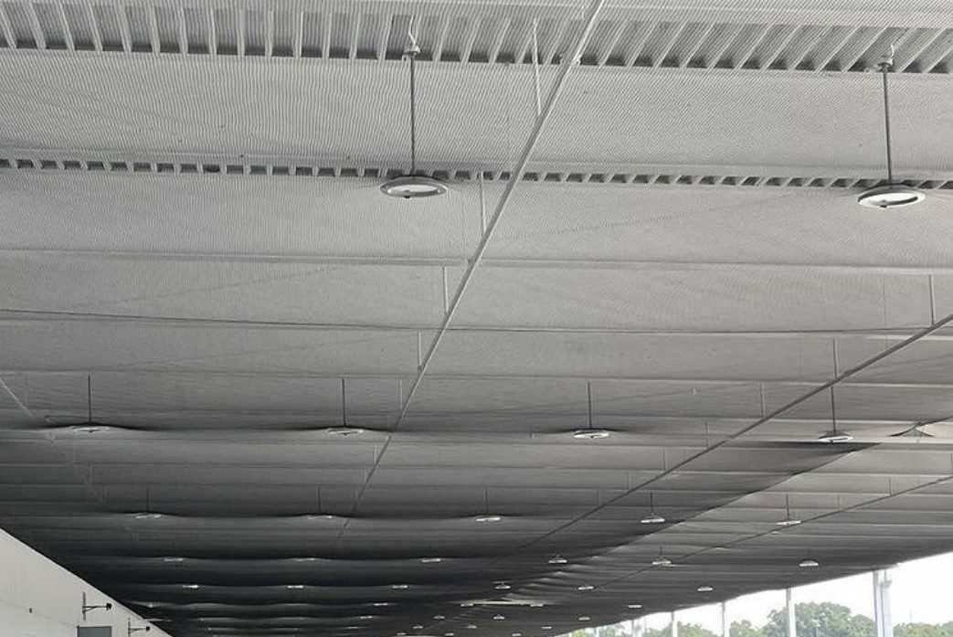 Bird netting fixed under a canopy