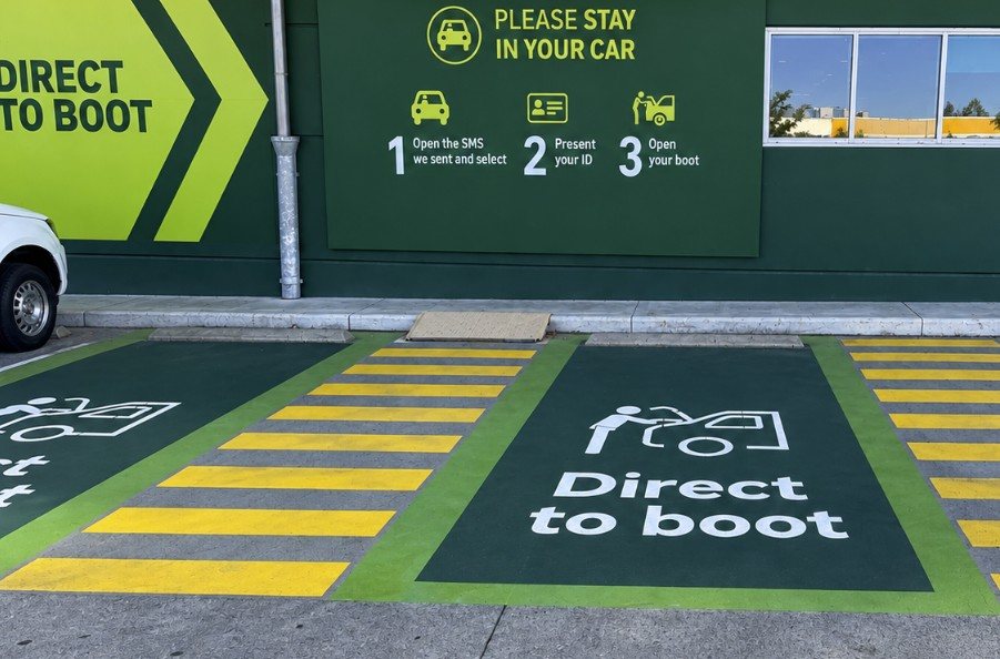 Direct to boot bays with the old hard yellow plastic kerb ramp